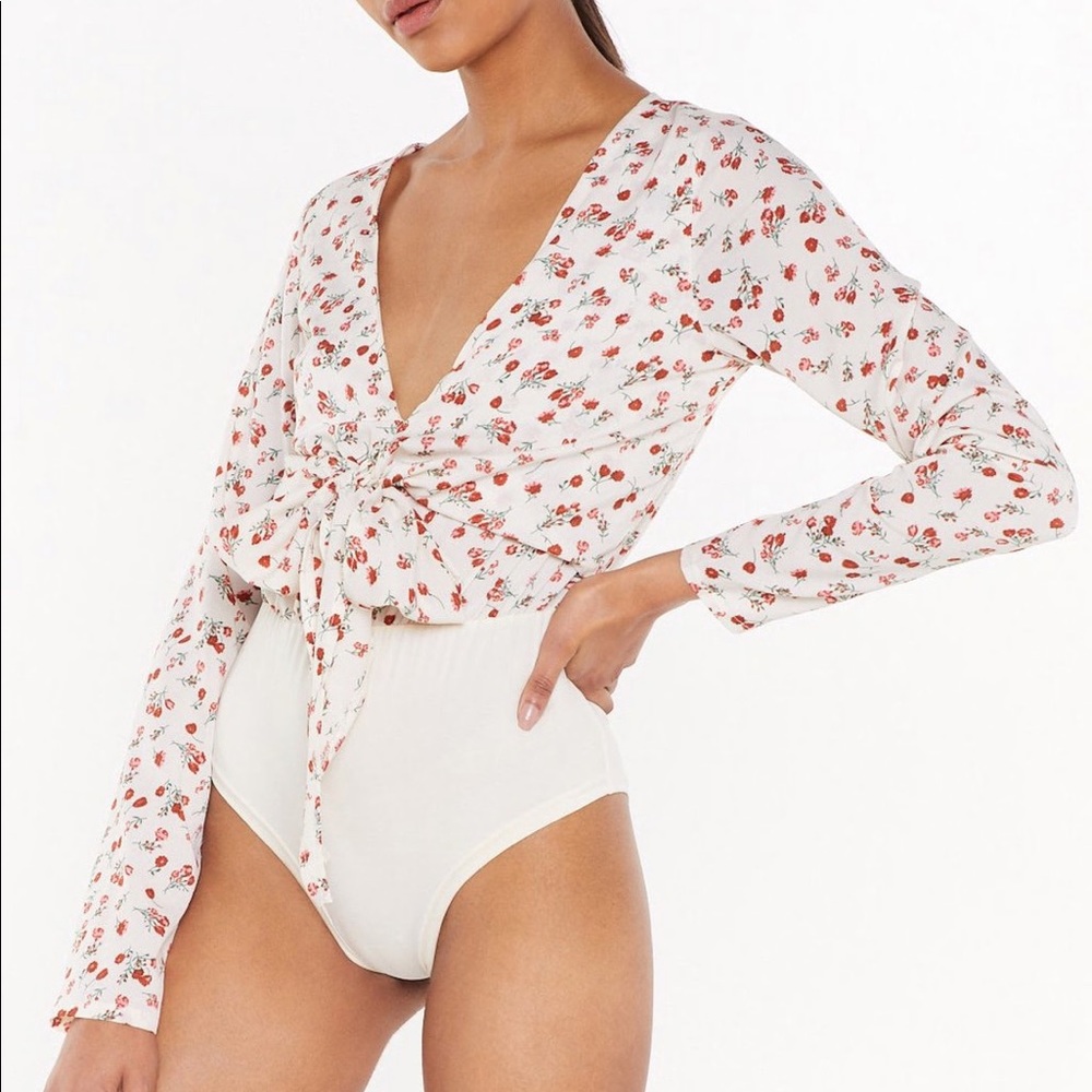 Nasty Gal • My Time To Shine Floral Plunging Body Suit